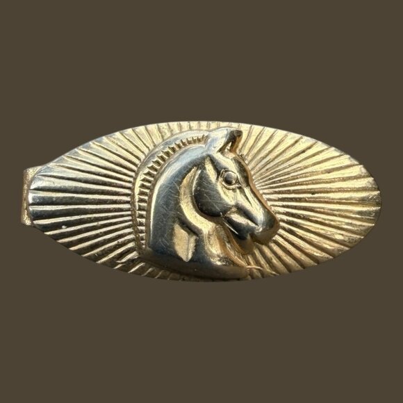 Vintage Other - Mid-Century Etruscan Style Brass Horse Tie Clip Made In USA